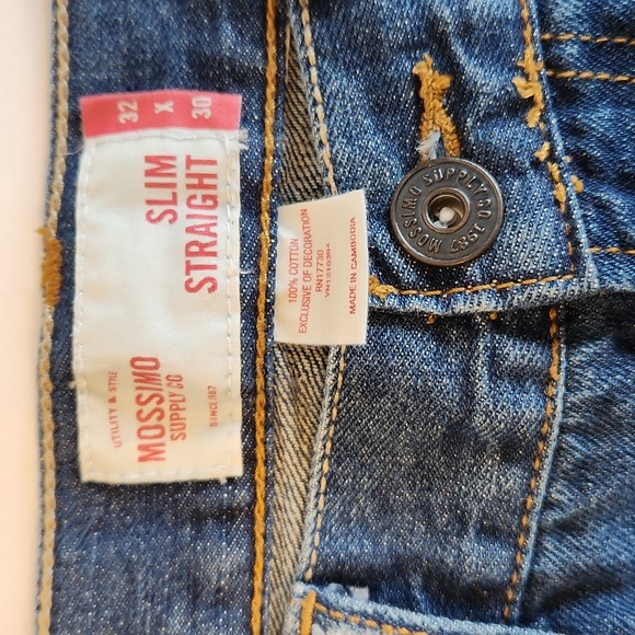 Mossimo Suppy Co Men's Slim Straight Blue Denim Jeans - Picture 8 of 11